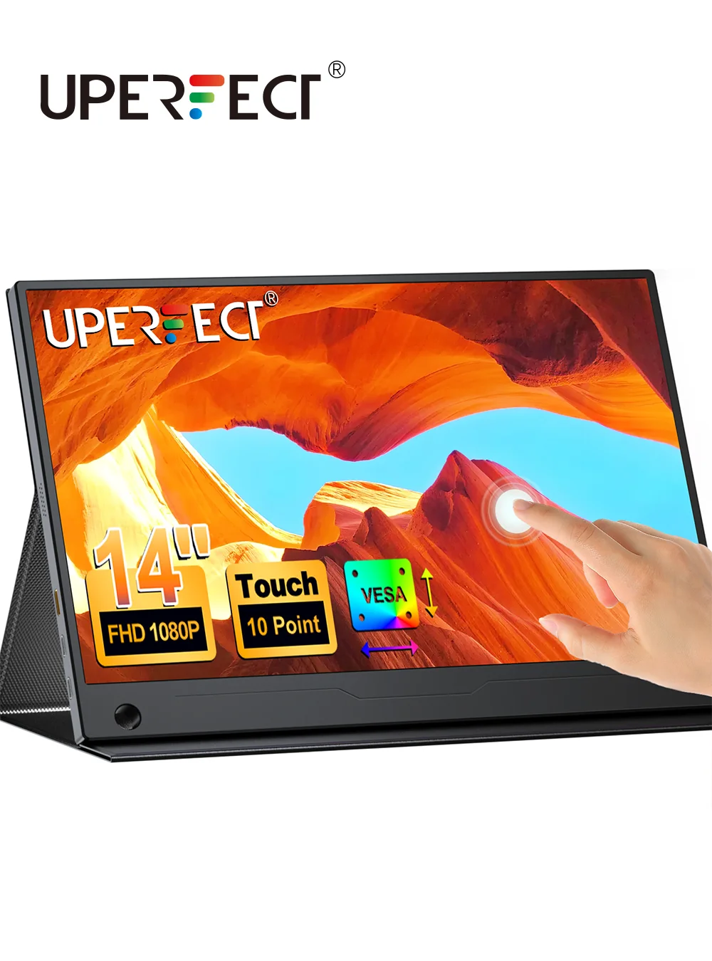 UPERFECT 14 Inch Touchscreen Portable Monitor 1080P FHD USB Type-C HDMI HDR Display External for Laptop/PC/Mac/Phone/Xbox/Switch