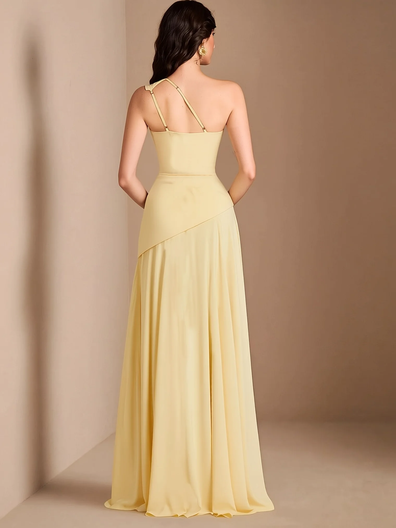 Asymmetrical Neck Back Spaghetti Strap Slim Elegant Long Dress Party Evening Club Dresses Cocktail Dress Wedding Guest Dress - view 3