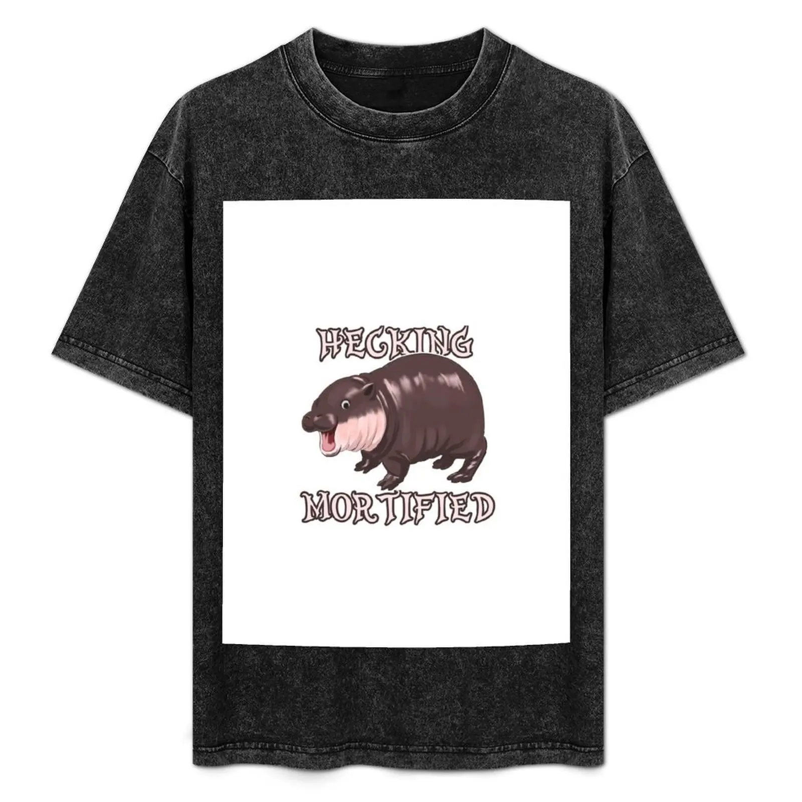 

Hecking mortified Moo Deng baby hippo T-Shirt Basic Short Sleeve T-Shirt for Men