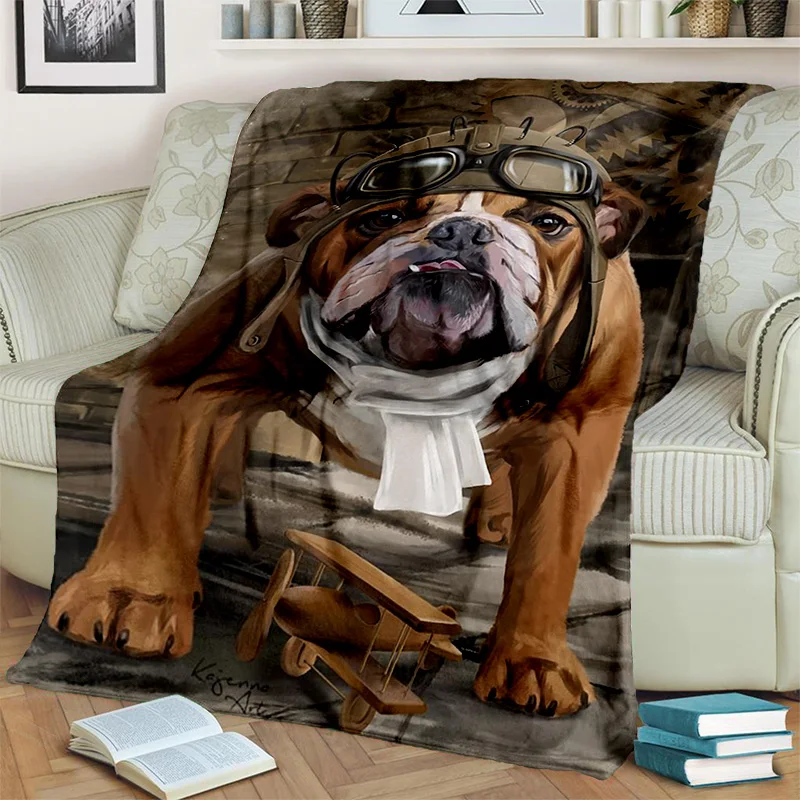 3D French Pit Bull Dog Pet Cartoon Blanket,Soft Throw Blanket for Home Bedroom Bed Sofa Picnic Travel Office Cover Blanket Kids