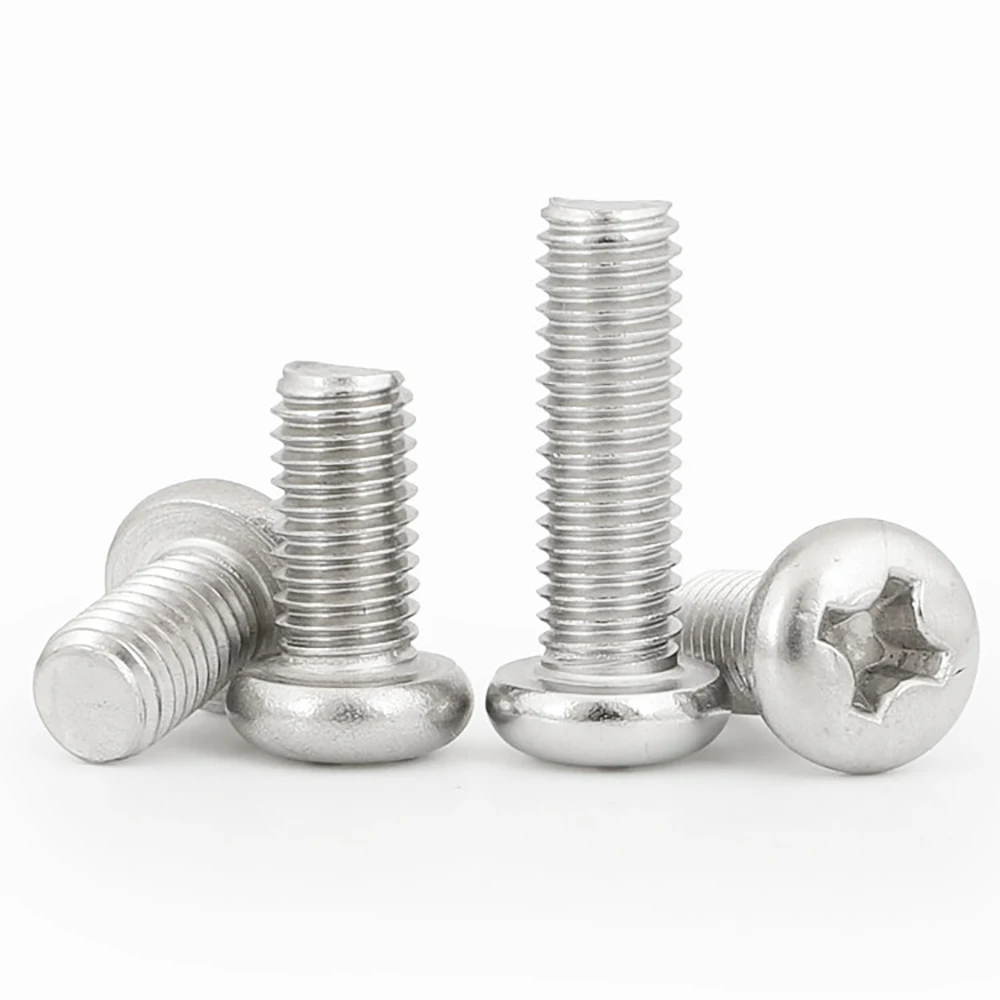 100 pz viti a testa tonda con intaglio a croce PM M1.2 M1.4 M1.6 M2 M2.5 A2-70 vite a croce in acciaio inossidabile