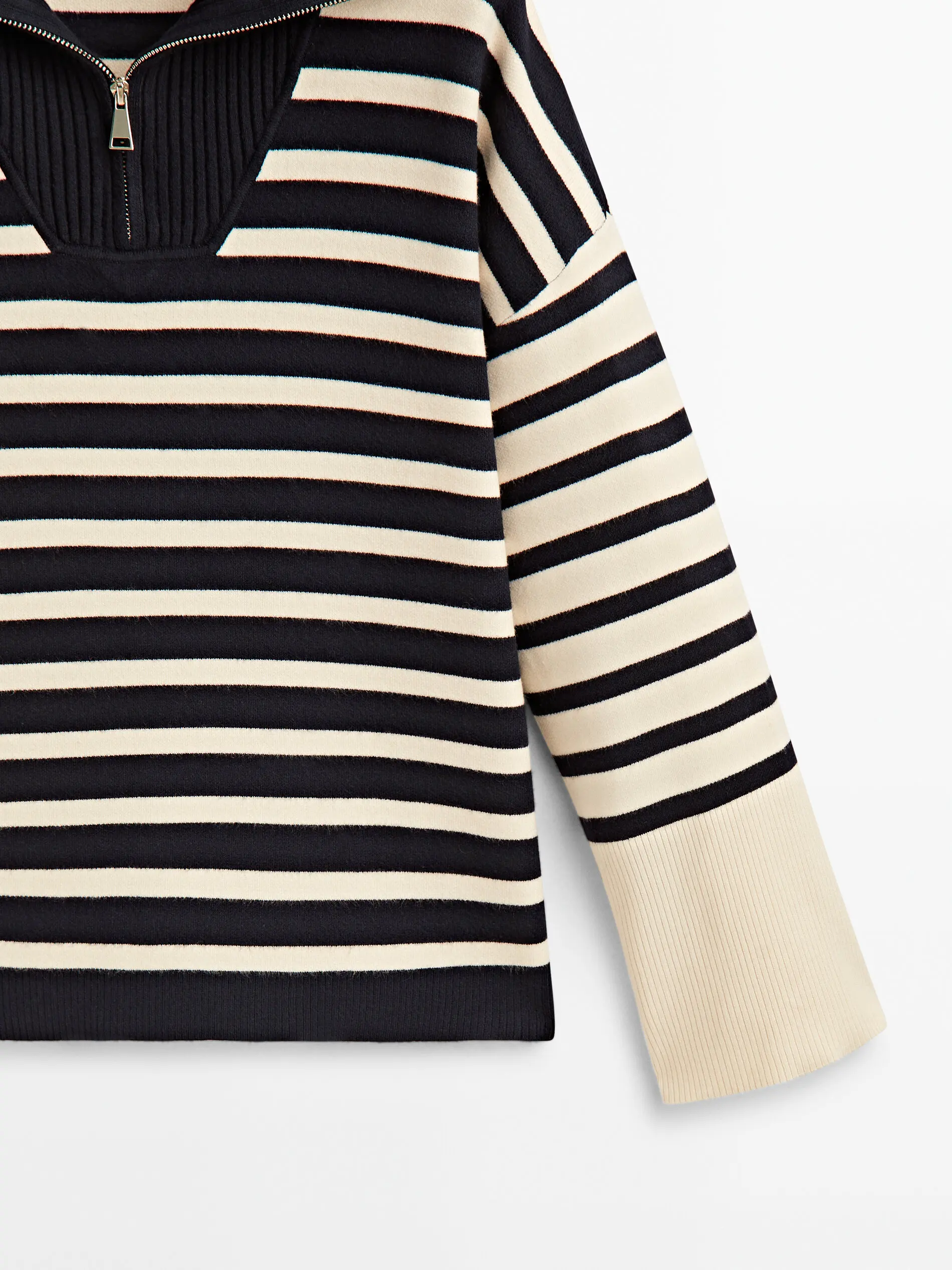 Ethereal MD 2023 autumn new style of Loose inside with patchwork striped zipper turtleneck knitwear