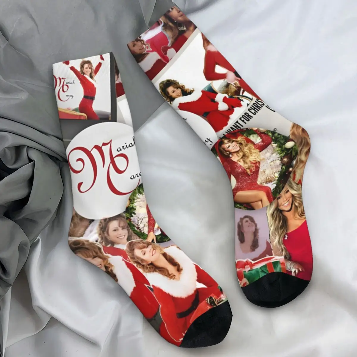 Unisex Men Socks Christmas Mariah Singer Xmas Carey Stockings Winter Funny Breathable Socks Design Outdoor Anti Bacterial Socks