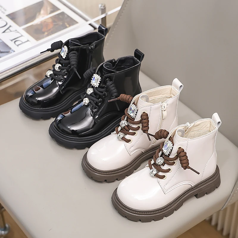 Moda bambini stivali ragazze scarpe autunno inverno pelle impermeabile stile britannico Casual sport ragazze stivaletti neri