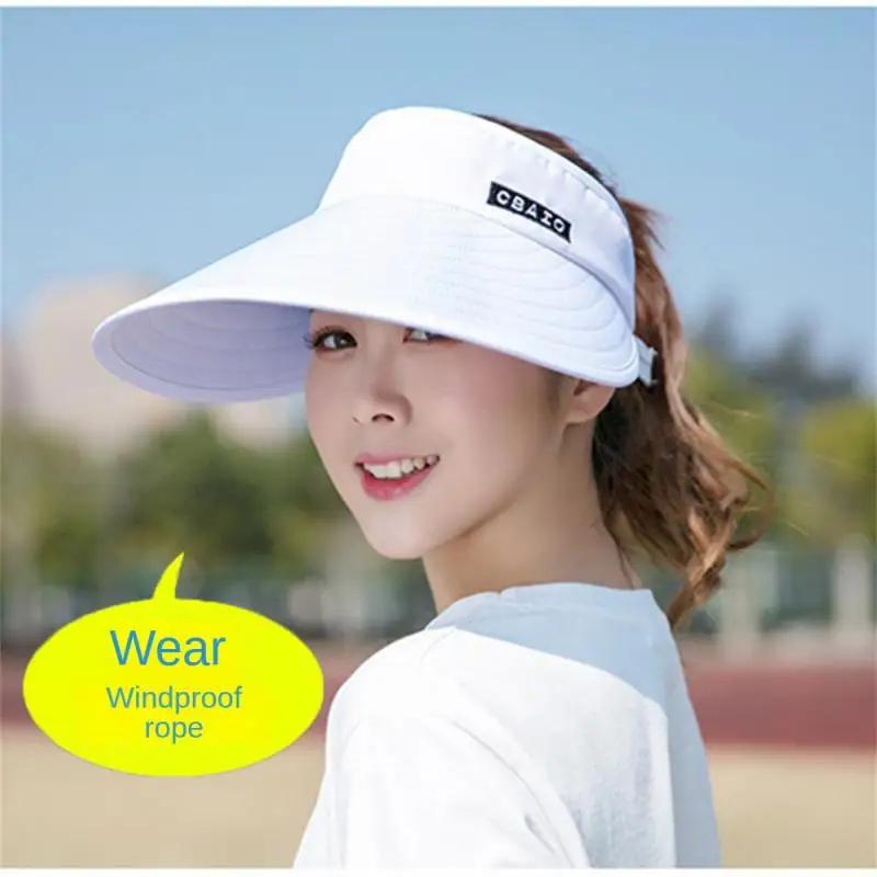 Women Summer Wide Brim Sun Visor Hat Adjustable UV Protection Baseball Hat Foldable Sport Empty Top Cap Casual Beach Cap Sun Hat