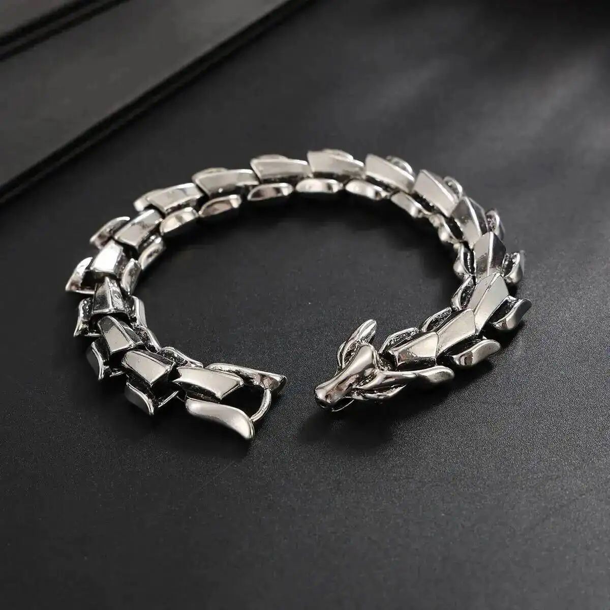 Salircon Personality Exaggerated Dragon Shaped Keel Thick Bracelet for Men Punk Hiphop Cool Trendy Accessories Jewelry 2026