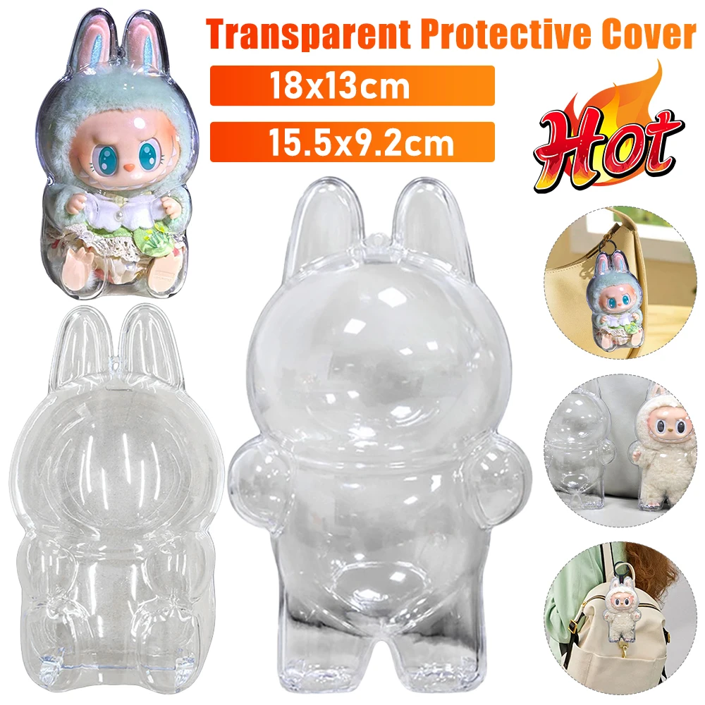 Labubu Transparent Protective Cover Stuffed Doll Toys Cover Labubu Transparent Protective Storage Case Plush Dolls Display Bag