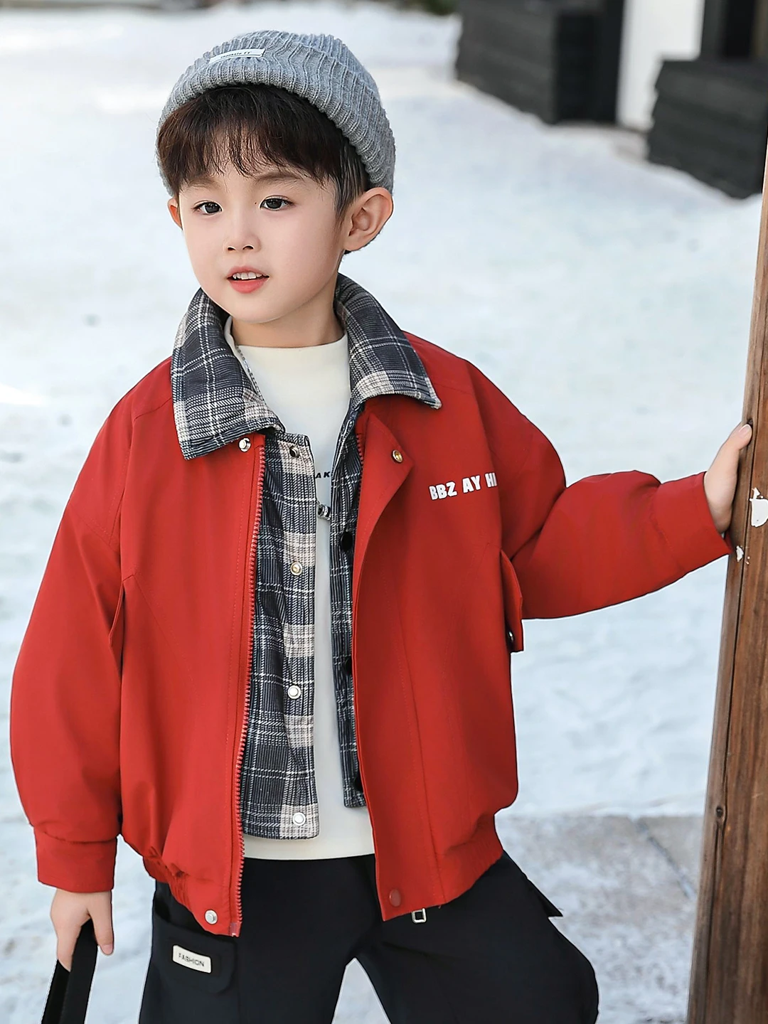 

Boys' Cotton Padded Jaet Slim Fit Collar Quilted Outerwear Lightweight Warmth Teen Casual Faionable Plaid Autumn Winter Coat