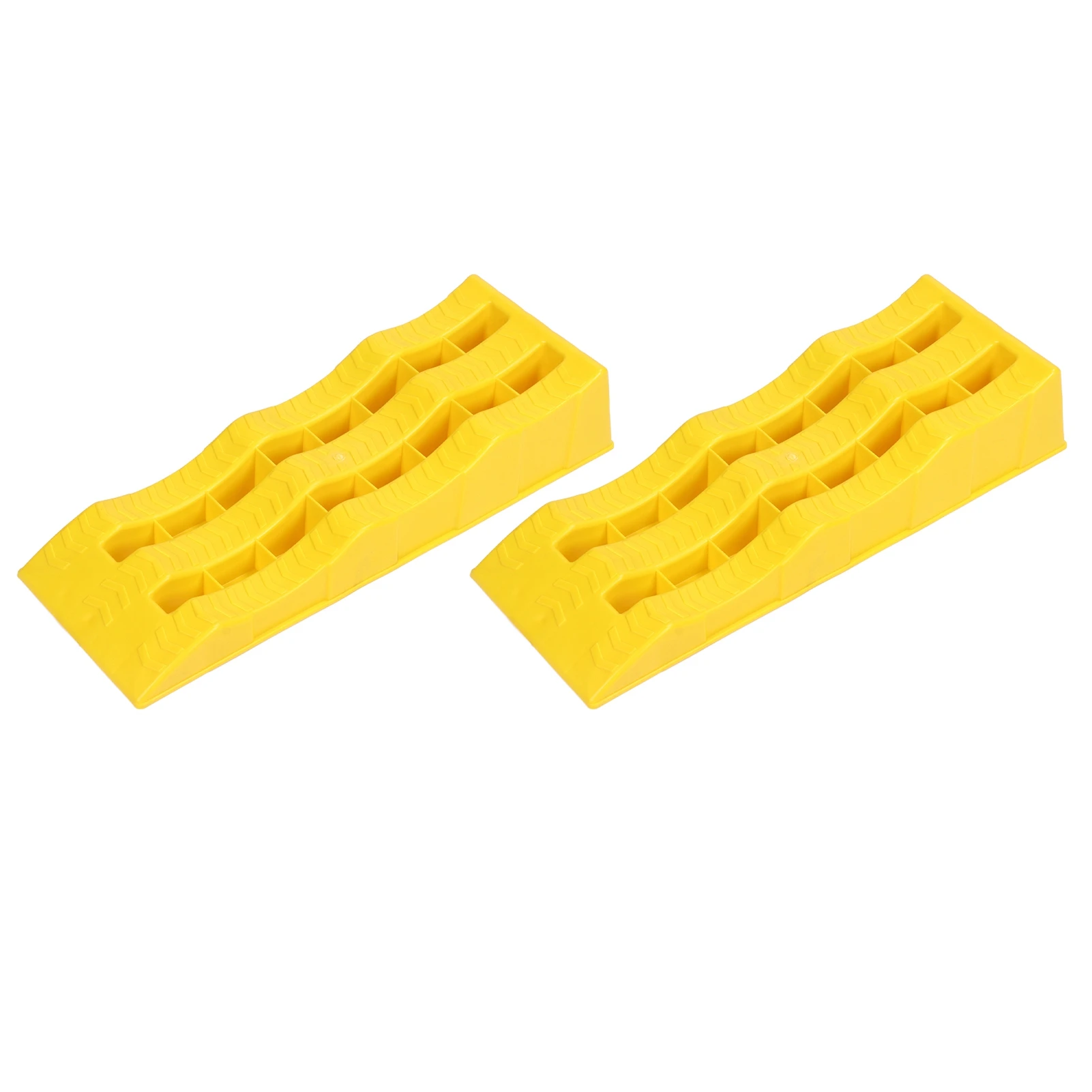 1 Pair RV Leveling Ramps 3 Stage Yellow Trailer Camper Wheel Chocks for Stabilizing Uneven Ground and Parking Trailer Leveler