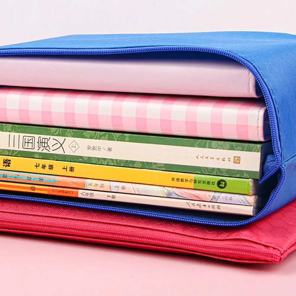 

Color A4 Zipper File Bag Portable Oxford Cloth Stationery Storage Mesh Bag Waterproof Thickened Document Bag Student