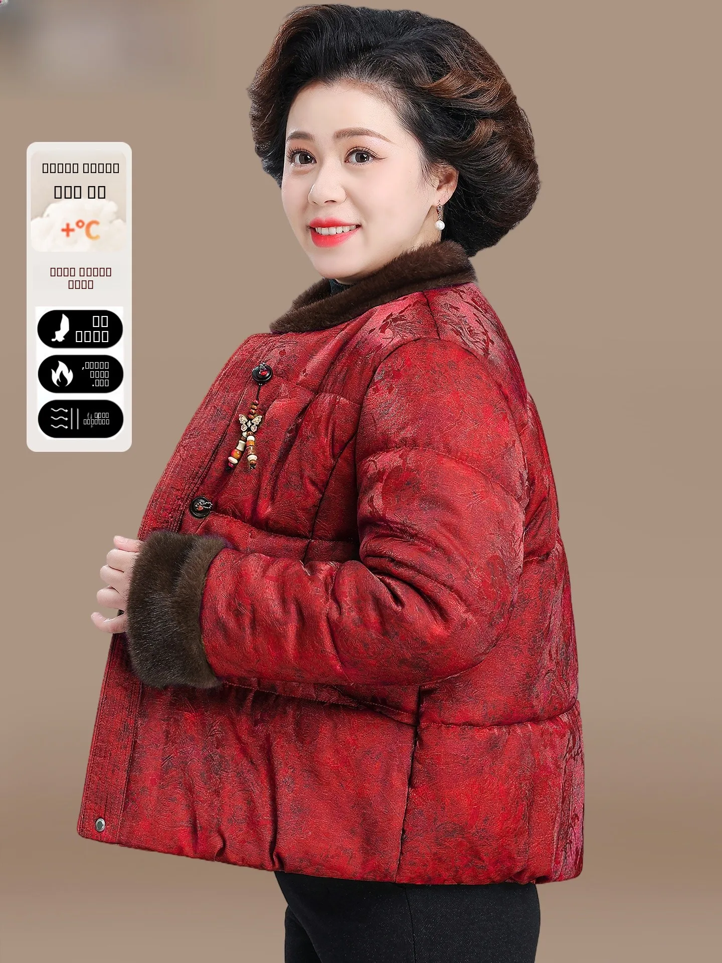 

Новая китайская зимняя куртка для мам, утепленная пухом и хлопком, для женщин среднего и старшего возраста, в стиле Тан.