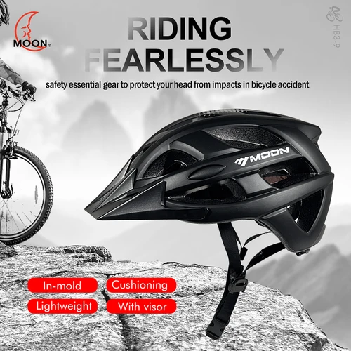 Imagen 2 del producto Casco de bicicleta de montaña Moon Road, ciclismo MTB ligero para adultos y jóvenes, carreras al aire libre ajustables, casco de bicicleta para montar