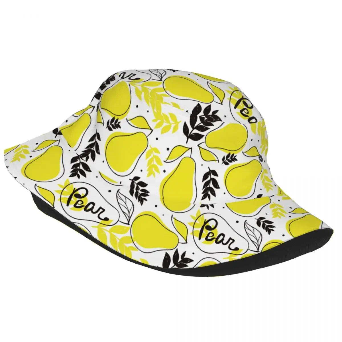 Yellow Pear Fresh Tropical Style Fruit Cute Bucket Hat Spring Headwear Accessories Fisherman Cap for Hiking Girl Ispoti Packable