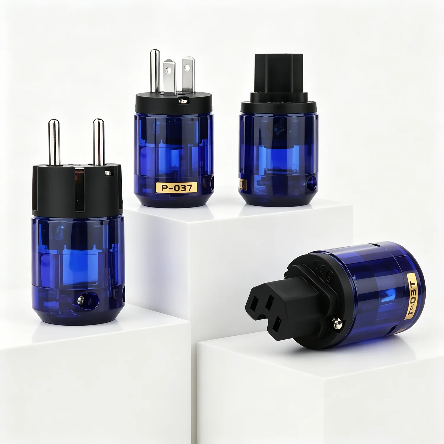 Pair P-037 Hi-end Rhodium Plated US/EU Power Connector + IEC C15 Female Connector US Version AC Power Plug