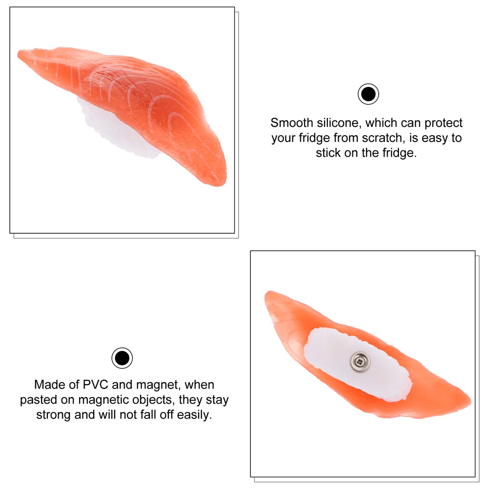 2 Pcs Sushi Fridge Magnet Kids Refrigerator Magnets Stickers for Toddlers The Gift Funny Fake Salmon