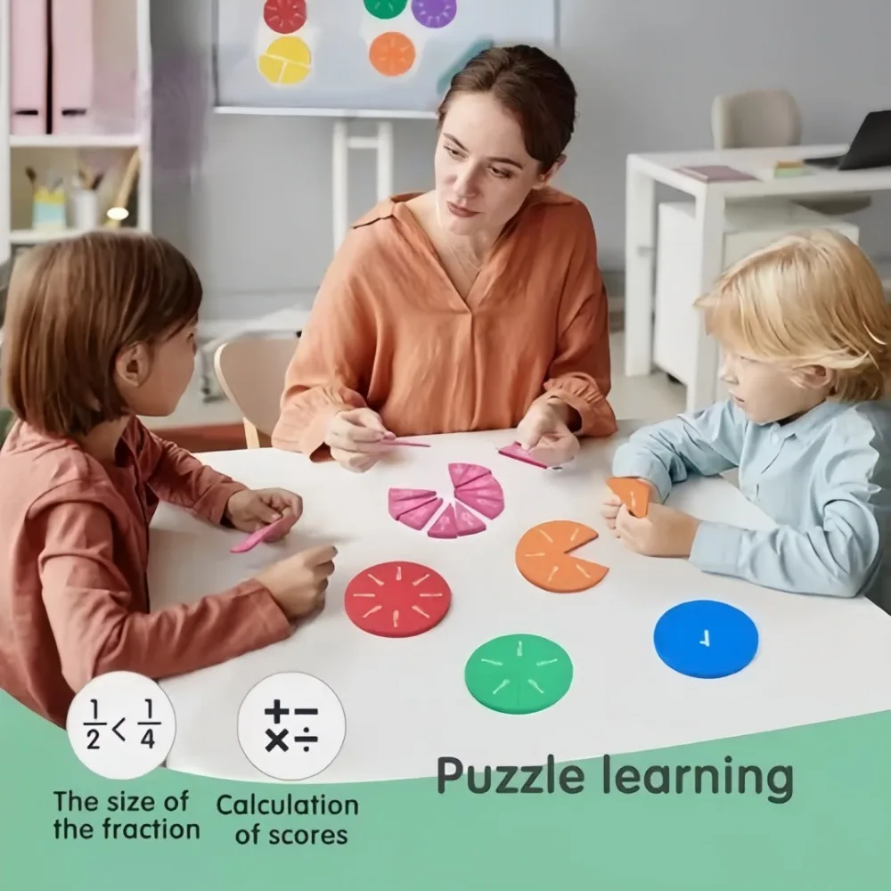 9pc/set Interactive Fraction Math Manipulatives EVA Score Addition and Subtraction Preschool Elementary School Educational Kit