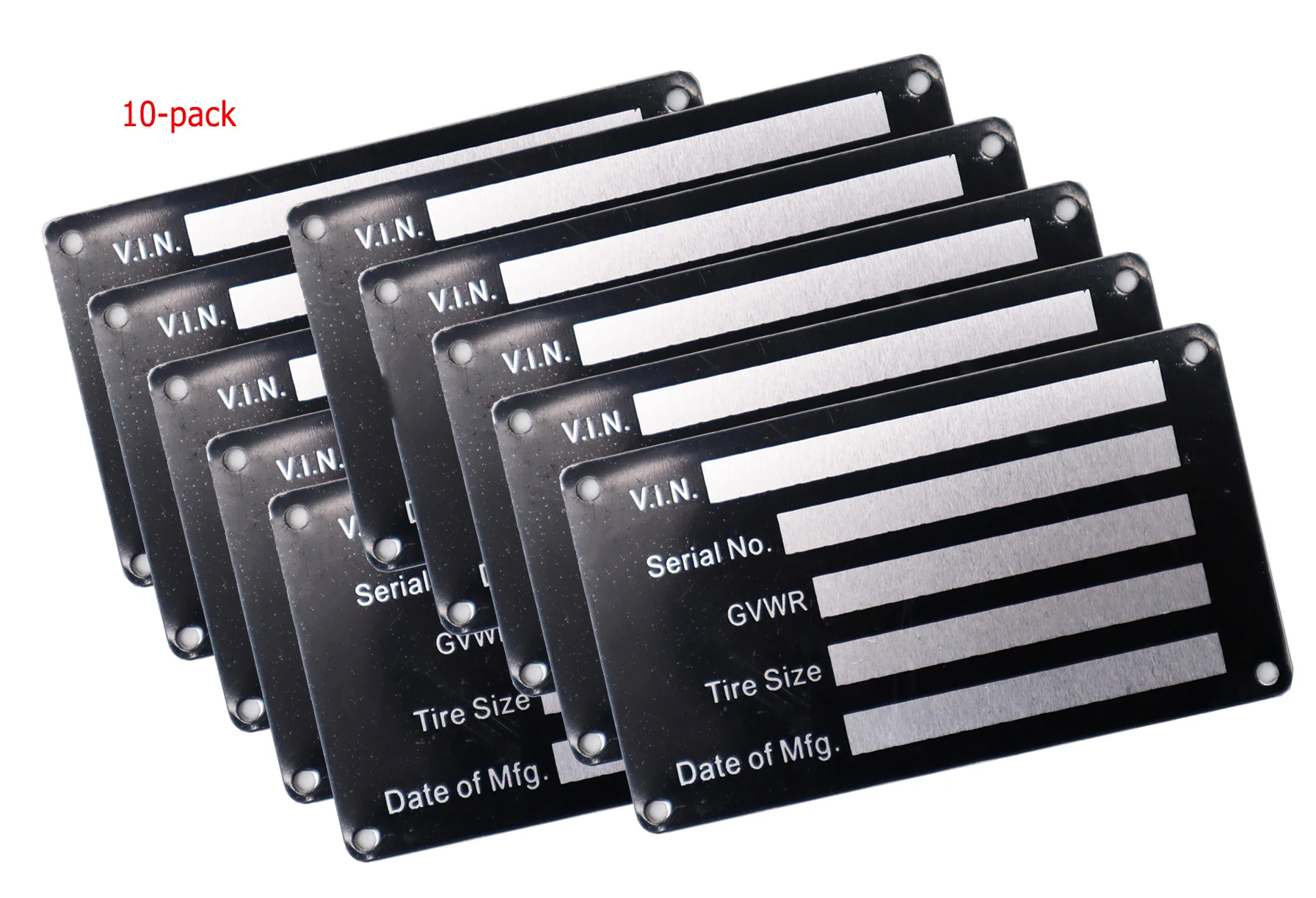 10-PACK VEHICLE TRUCK BOAT Trailer Blank VIN & Weight AXLE Chassis Plate 95mm x 55mm Identification Number