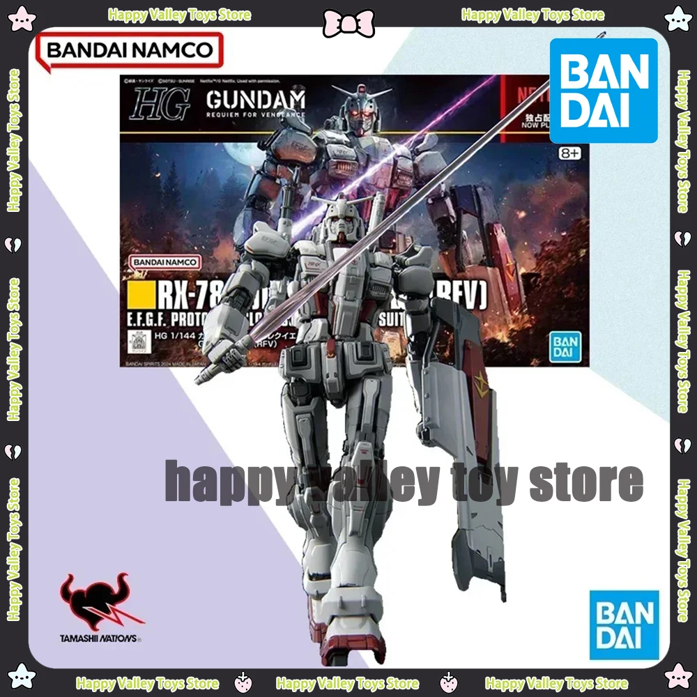 Original In Stock Bandai Mecha Model Kit HG 1/144 Box RX-78 G E EX RFV Robot Model Action Figure Toys for Children Birthday Gift