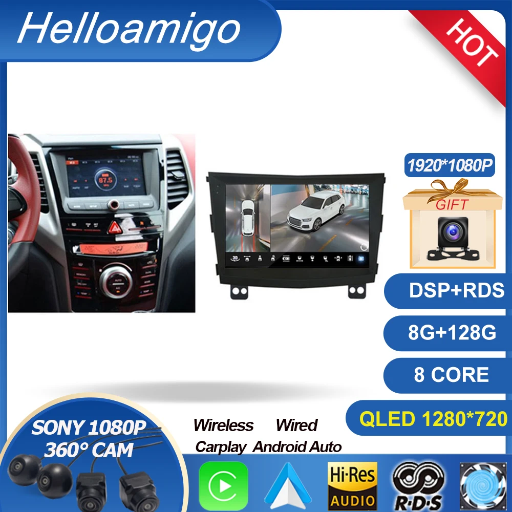 Android 14 for SsangYong Tivoli Tivolan 2014 - 2017 Android 9 Inch 1280*720 Carplay Car Intelligent System 8+128G 8Core