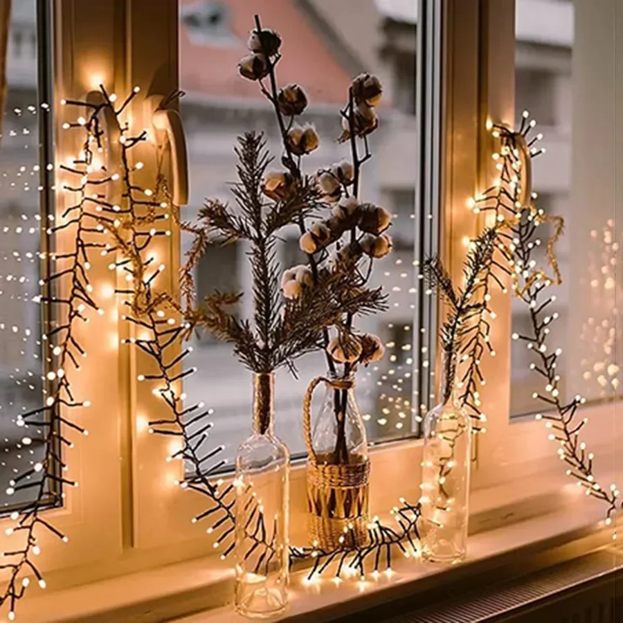 30M 2000 LED Christmas Tree Lights Outdoor Cluster Lights Christmas Firecracker String Lights Waterproof Twinkle Fairy Light
