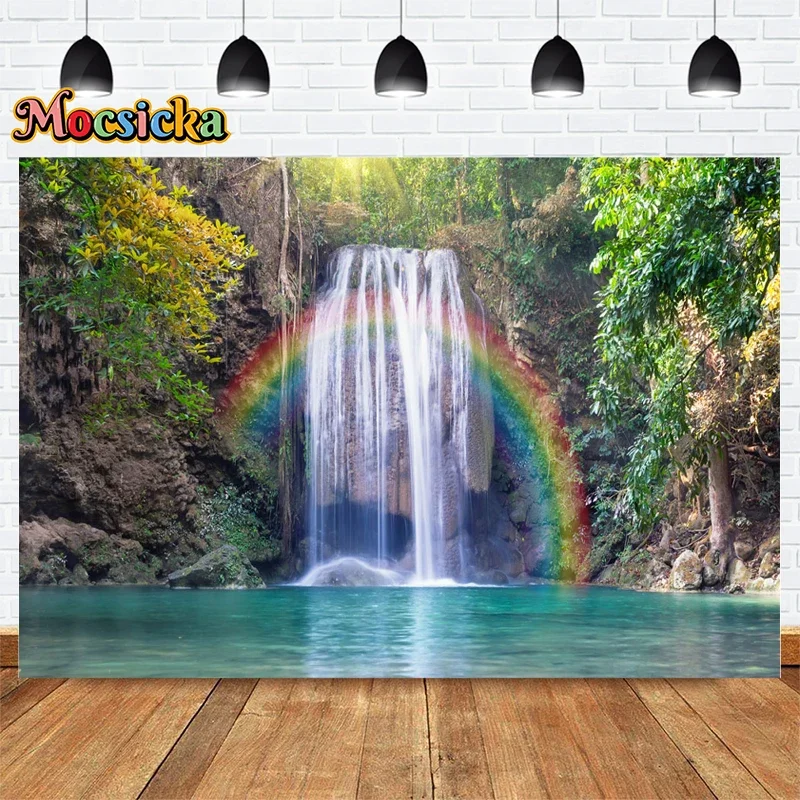 Mocsicka Photography Background 3D Custom Painting Waterfall Rainbow Living Room Bedroom Mural Photo Art Studio Props Banner