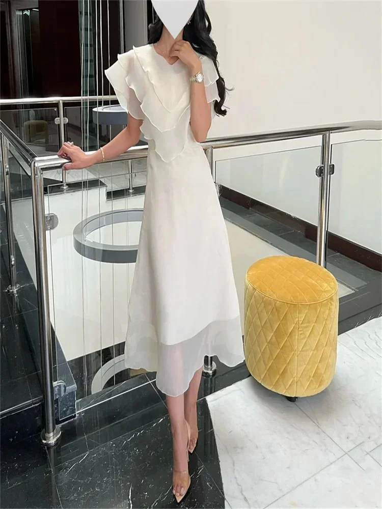 

V Neck Ivory Cocktail Dresses Tea Length Organza Short Graduation Dress Fashionable Design Girl's Elegant Party Dresses 2024