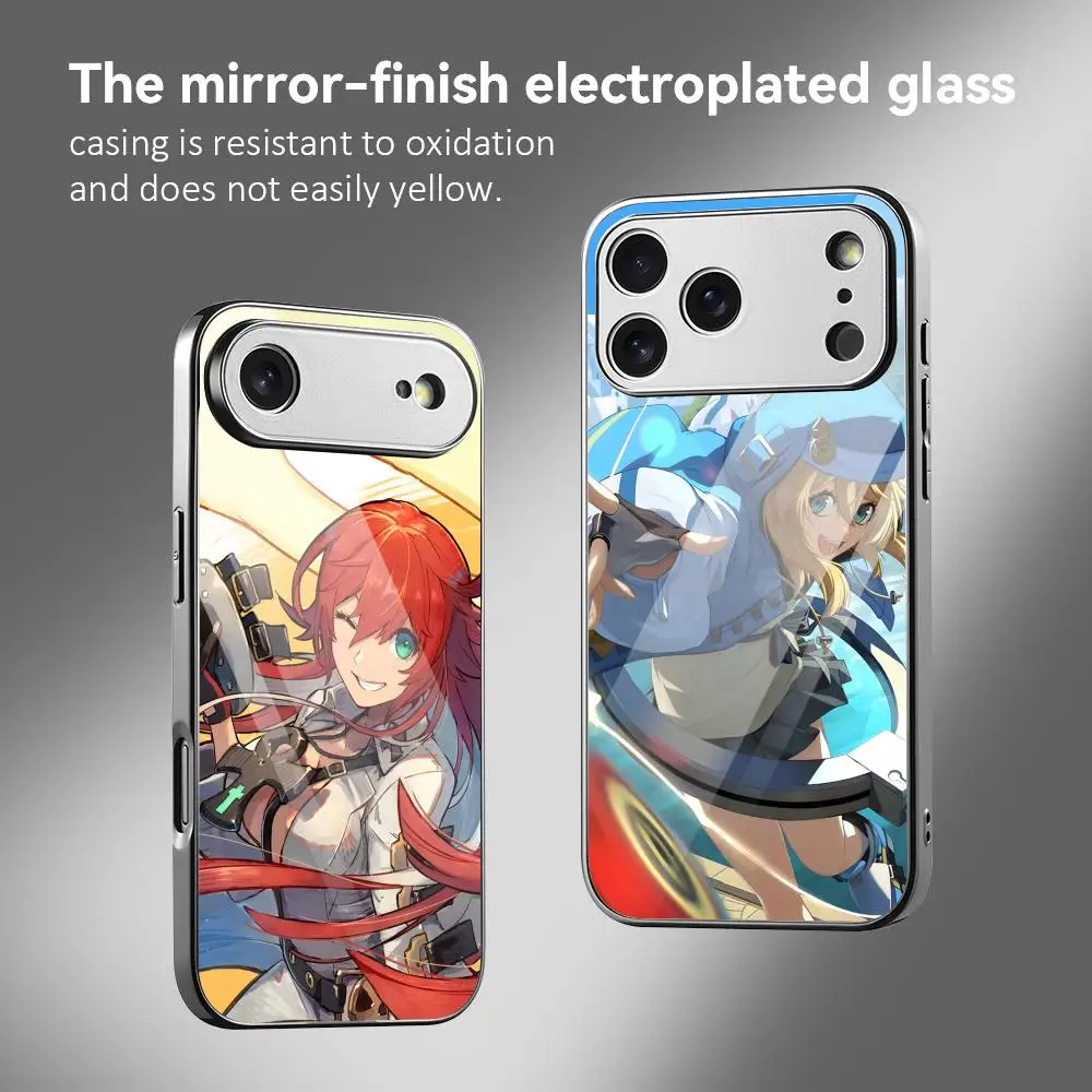 Funda para Teléfono con Diseño de Videojuego G-Guilty Gear para iPhone 17 16 15 14 13 12 Pro Max Plus, Carcasa Metálica Electrochapada a Prueba de Golpes