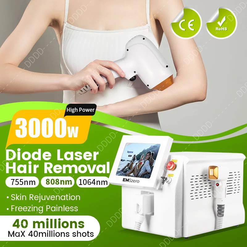 

Diode Laser 808NM Hair Removal Machine 808 755 1064nm Alexandrite Bars 4 Wavelength For Home and Salon 808 Remover