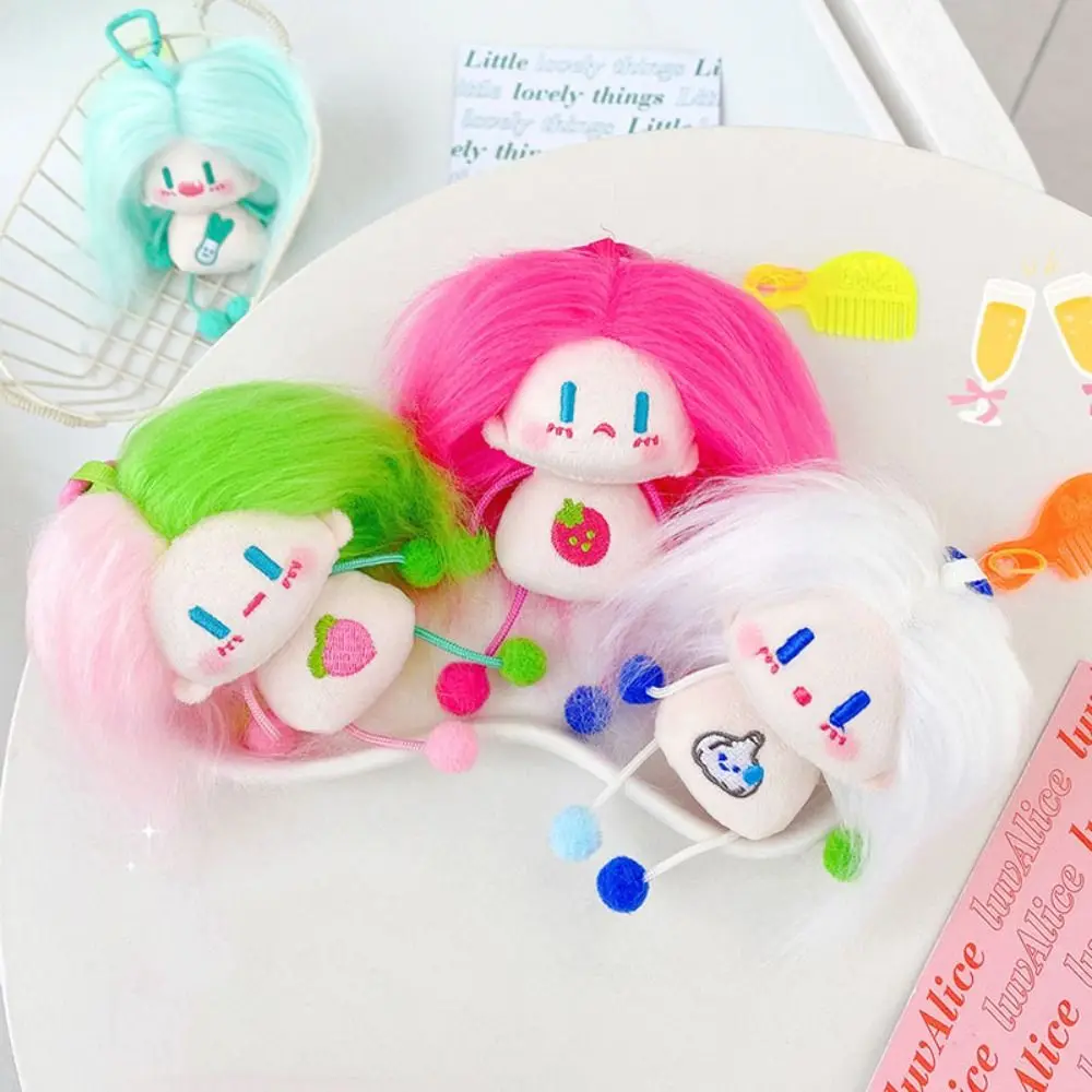 Lovely Girl Hairstyle Fried Hair Plush Pendant Dopamine Afro DIY Hairstyle Doll Soft Kawaii Fried Hair Key Chain Childen