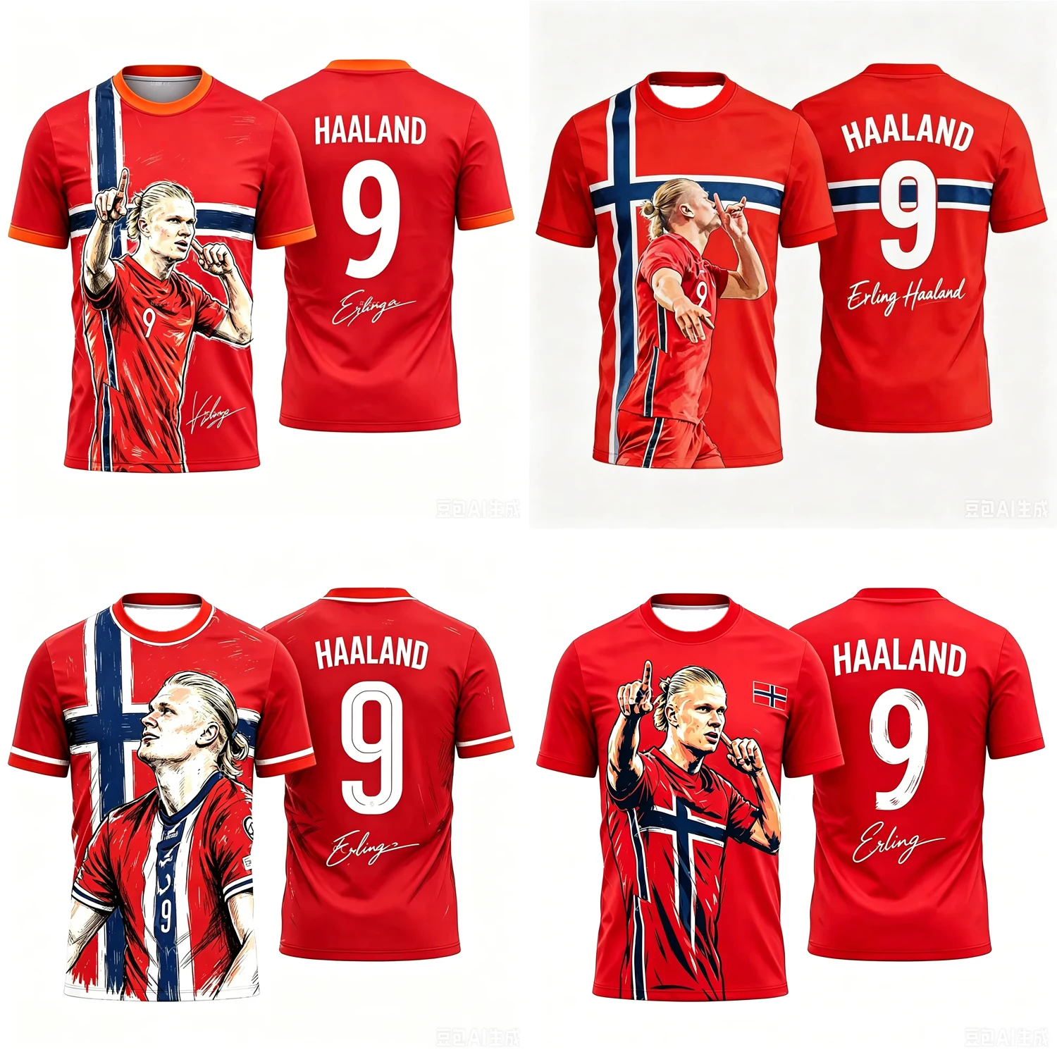 2026 Summer Erling Player No#9 Football Jersey Match & Training Kit Fan Gifts Summer Sports Men T-Shirt Kid Woman Beach T-Shirt