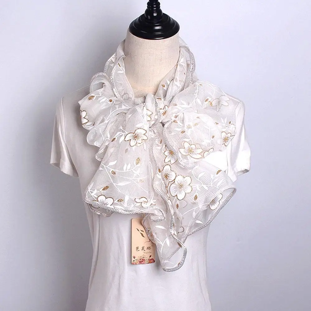 

Bohemian Style Ladies Scarf Thin Breathable Gold Print Pattern Shawl Sunscreen Headscarf Neck Scarves Bronzing Edges Gauze Scarf