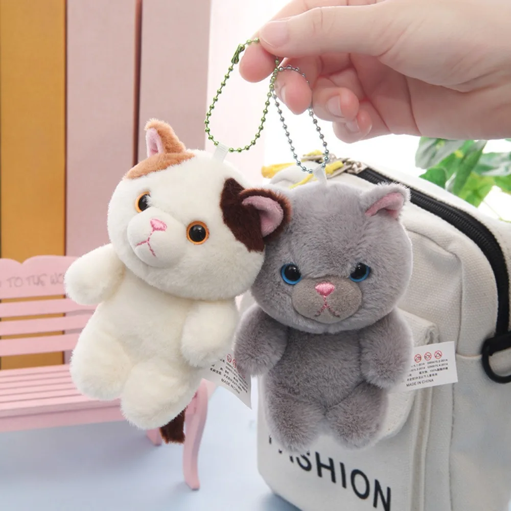 Delicate Meow Plush Cat Keychain Cartoon PP Cotton Cat Plush Keyring Cute Lovely Plush Cat Doll Pendant Christmas Gift