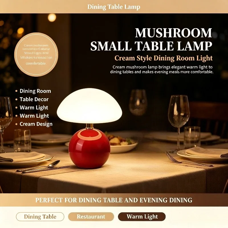 مصباح كريمي على شكل فطر لطاولة - مراجعة Baby Nursery Table Lamp وسعره