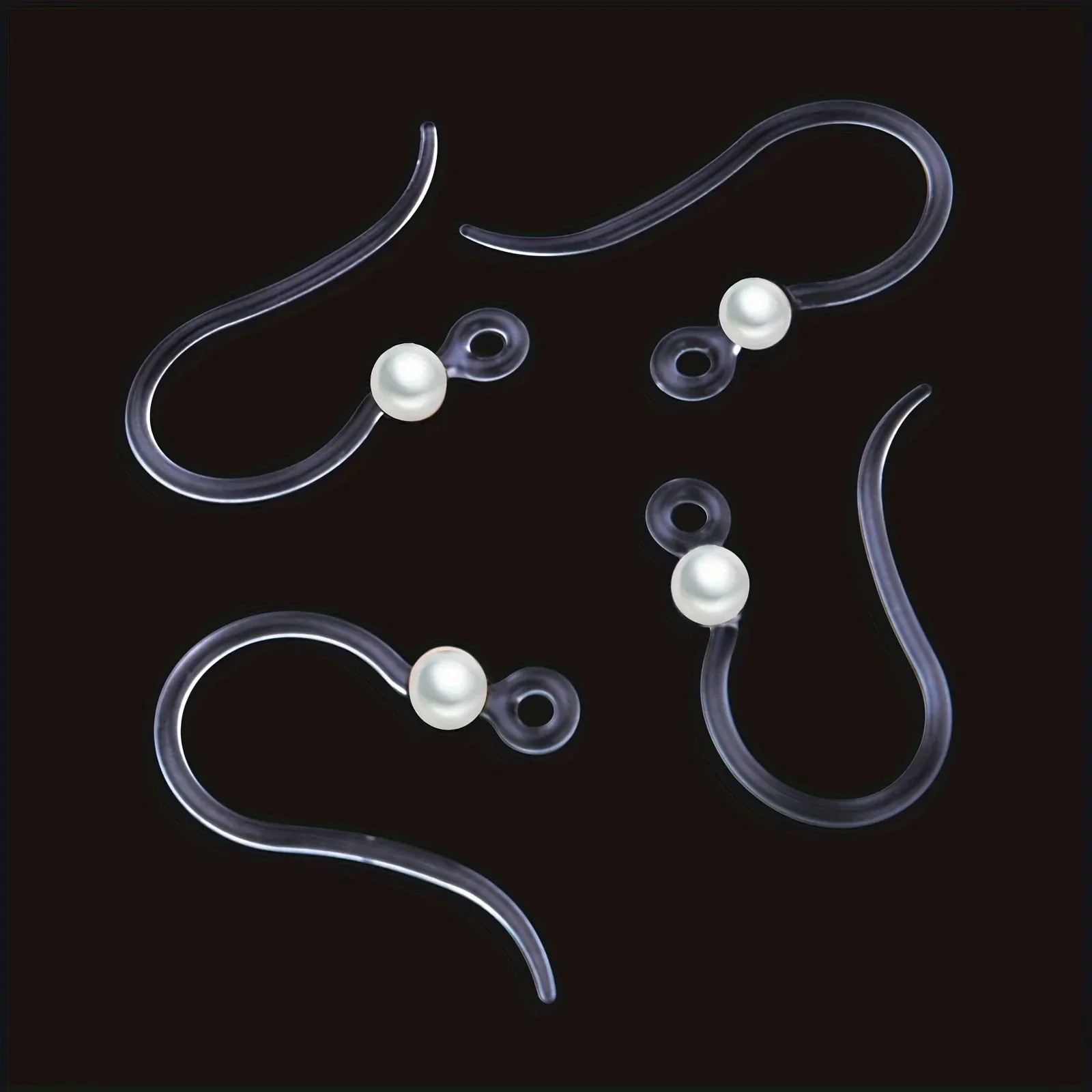 400 قطعة: 100 قطعة من نتائج القرط المضادة للحساسية - خطافات شفافة، ترصيع، 200 ظهرًا ومجموعة 100 لؤلؤ #2