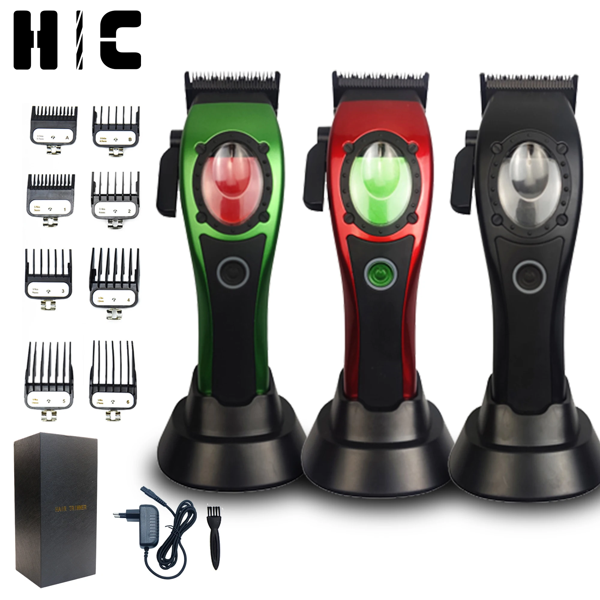 HC Professional Hair Clippers Electric Cordless Hair Cutting Machine USB Rechargeable Charging Base Men's Hair Clipper