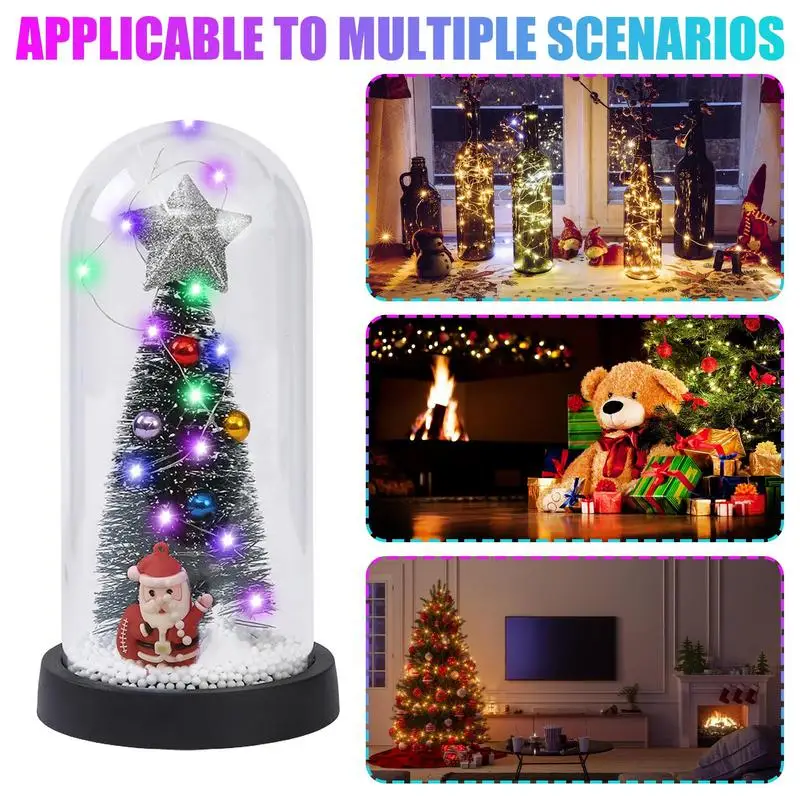 Christmas Tree Nightlight Desktop Ornaments With Acrylic Cover Artificial Xmas Tree LED Table Lamp for Bedroom Home Decor