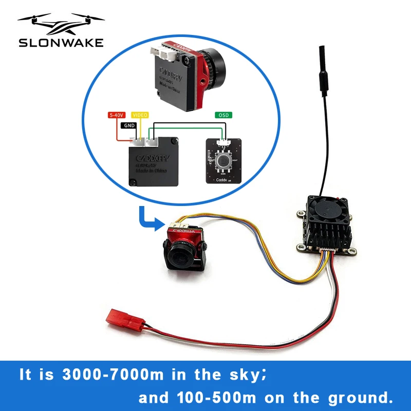 Long Range 5.8Ghz 2W FPV Wireless Transmitter 2000MW and Caddx Ratel 2 V2 FPV Camera Ratel2 2.1mm Lens NTSC/PAL use for RC Part