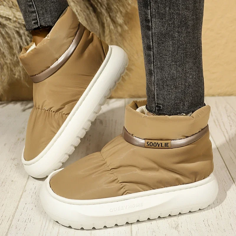 Women's 2024 Winter Warm Plush Cotton Padded Shoes Thick Bottom Waterproof Down Snow Boots Woman Non-Slip Platform Ankle Boots image 5