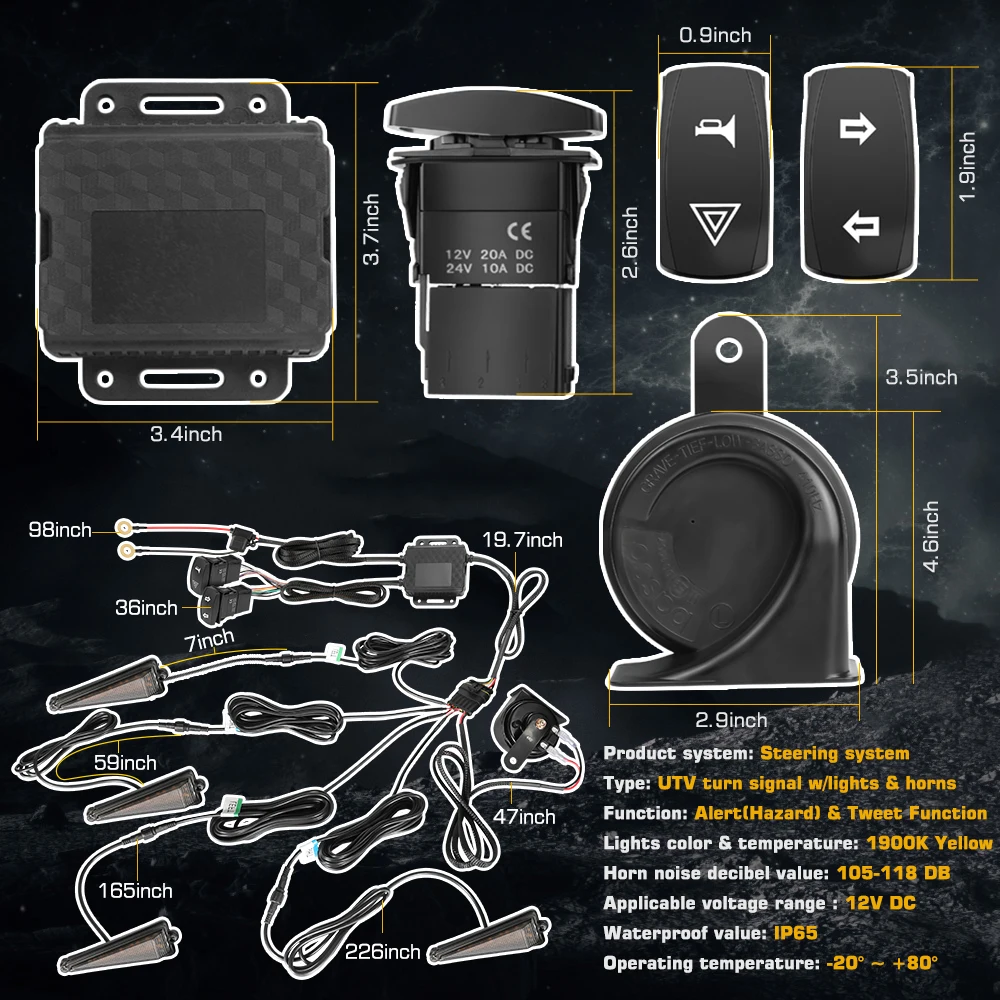 Para 2016+ Can-Am Defender HD5 / HD8 / HD10 / MAX Universal UTV Turn Signal Street Legal Kit UTV Suporte de placa de licença com luz