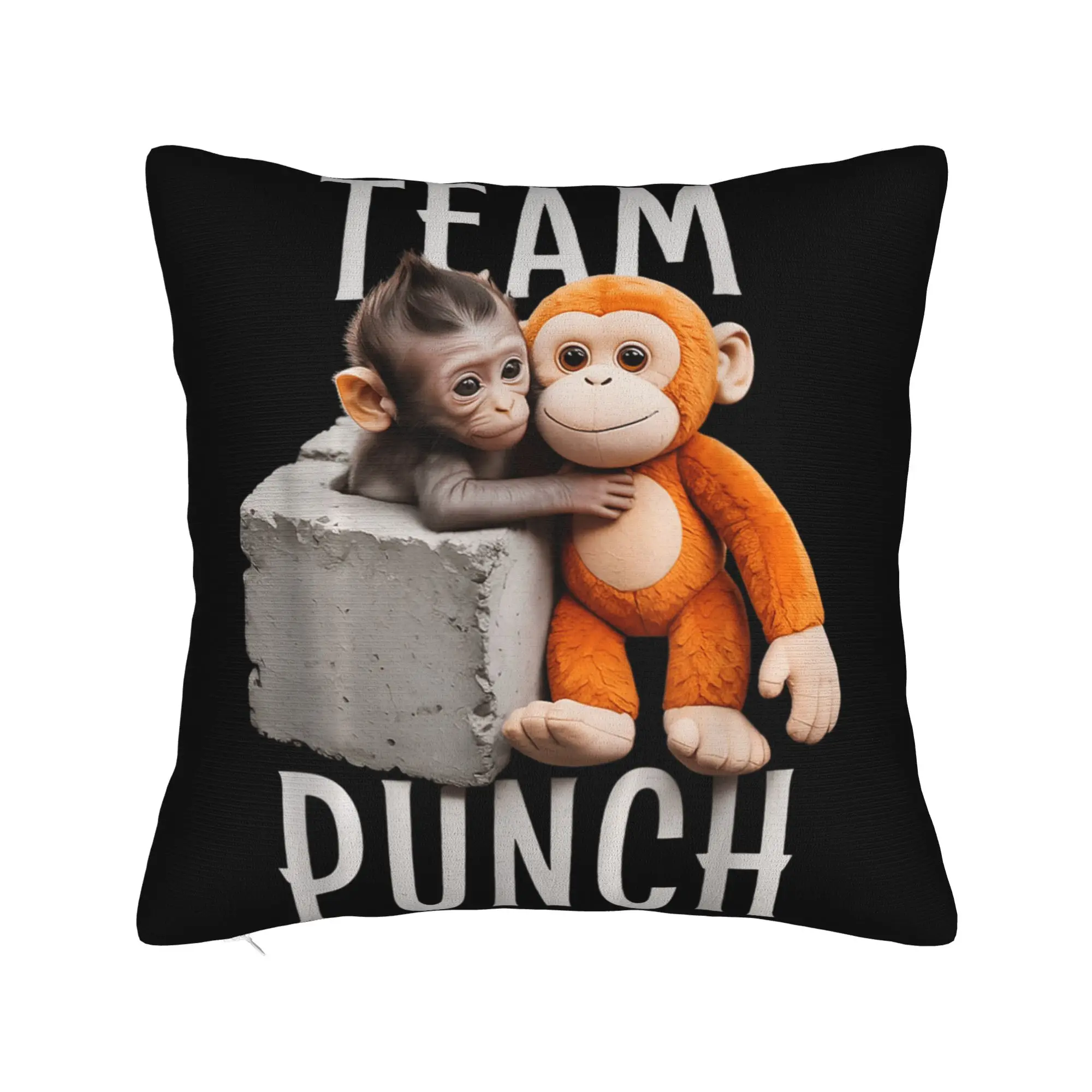Pillow Cover Team Punch Baby Monkey  Vintage Pillow Case For Sofa Bedroom Home Decor Pillowcases