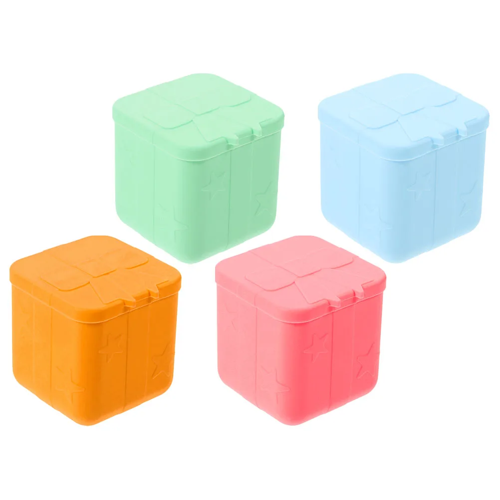 

4 Pcs 5 6x5 6x6cm Silicone Snack Containers Blue Pink Dressing Condiment Cups Lids Travel Reusable Storage