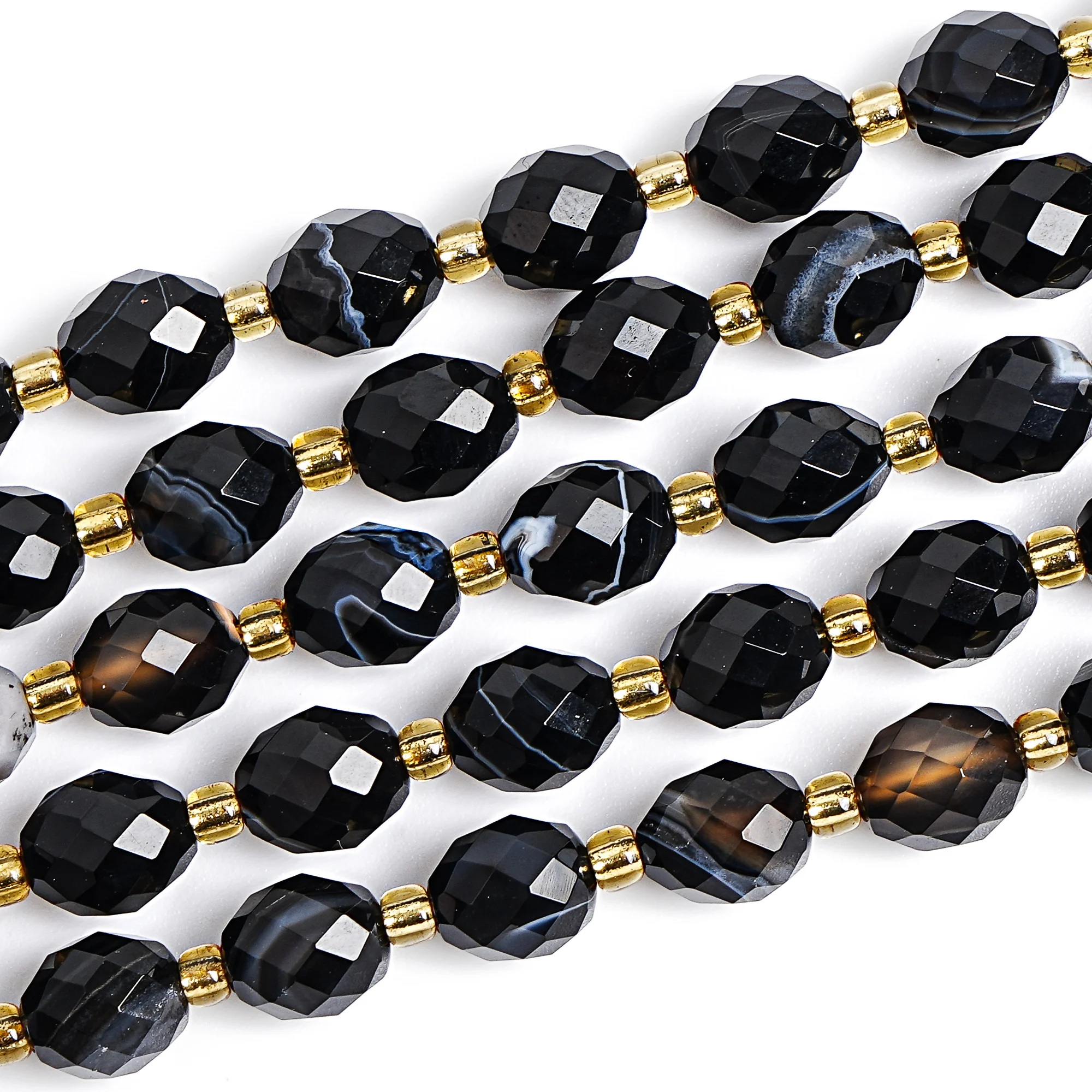 

Натуральные граненые бусины из черного полосатого агата 8 мм, черно-белые ромбовидные бусины для изготовления ювелирных изделий, браслетов и ожерелий своими руками