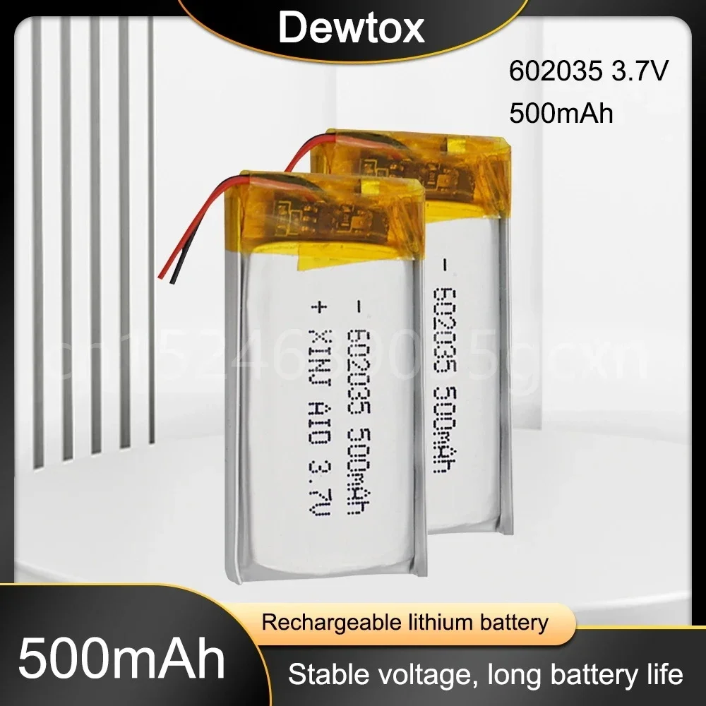 3.7V Lipo Cells 602035 500mah Lithium Polymer Rechargeable Battery for MP3 MP4 MP5 GPS Bluetooth Headphone Car Tachograph