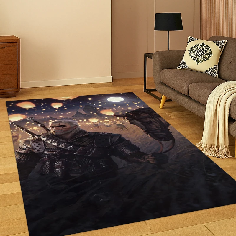 The W-Witcher Geralt Game Cartoon Carpet Rug for Bedroom Living Room Sofa Playroom Doormat Home Decor,Kid Area Rug Non-slip