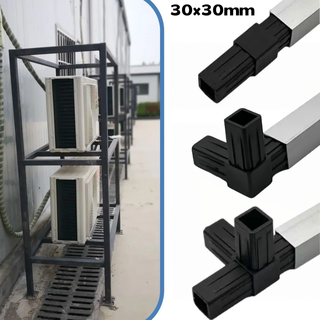Pipe Fittings 30mm Right Angle Bend Connector Square Pipe Plastic Shelf Tight Fixing Parts Corner L T type Guardrail Balconinet