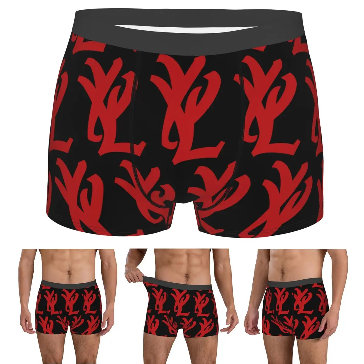 Boxer Underpants Shorts Rapper Playboi Carti YVL Red Logo Panties Male Comfortable Underwear for Homme Man Boyfriend Gift