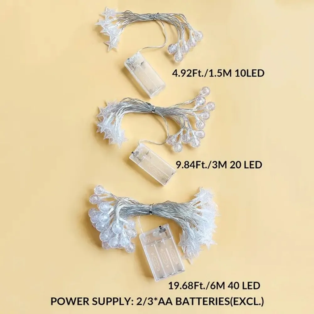 1PC 1.5M/3M/6M Star Bubble Ball Battery Box Christmas Atmosphere Decoration Light String,Excluding Battery,Used for Party,Room