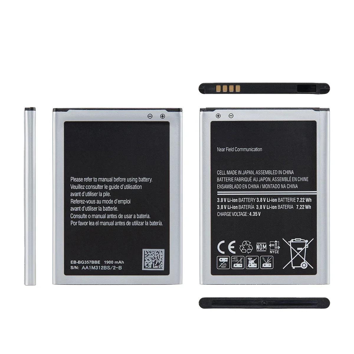 Brand New EB-BG357BBE Replacement 1900mAh Battery For Samsung Galaxy Ace 4 Galaxy Ace Style LTE SM-G357FZ G357 With NFC