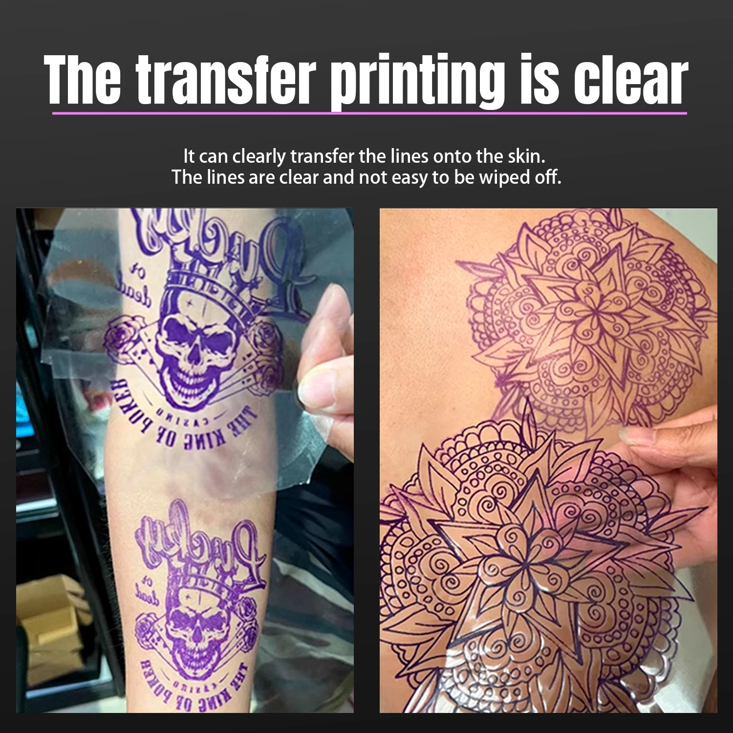 KVM 100 Stück transparentes Tattoo-Transferpapier im A4-Format für Tintenstrahldrucker, druckbare temporäre Tattoos, Aufkleber, Tattoo-Zubehör