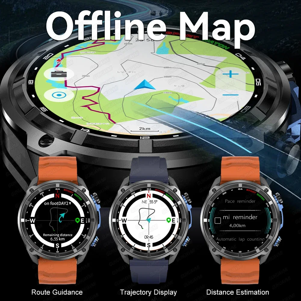 

2025 New T-Rex Tactical Smart Watch 4GB Local memory GPS Offline Map Sport Watches Waterproof Wireless Call Militray Smartwatch